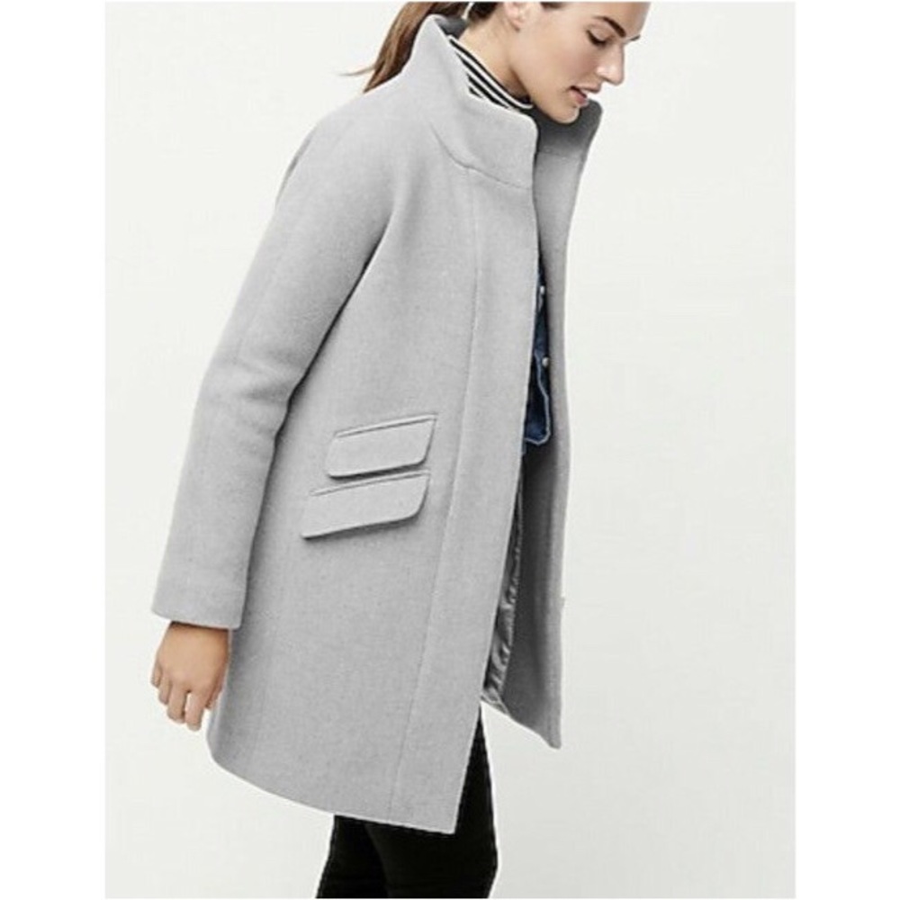 J.Crew Stadium Cloth Gray Cocoon Wool Coat Size 6P - Picture 3 of 10